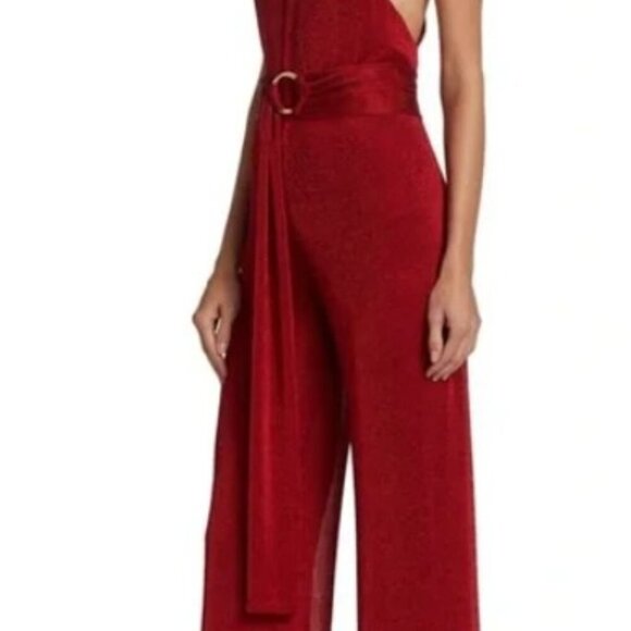 NEW Adriana Iglesias Pau Red Sparkle Jumpsuit Size 38 US 0 - Picture 4 of 11